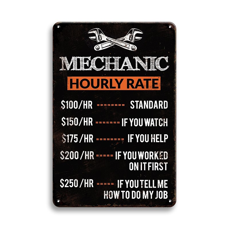 Panneau métallique en étain po - Workshop Tools Hours avis et prix
